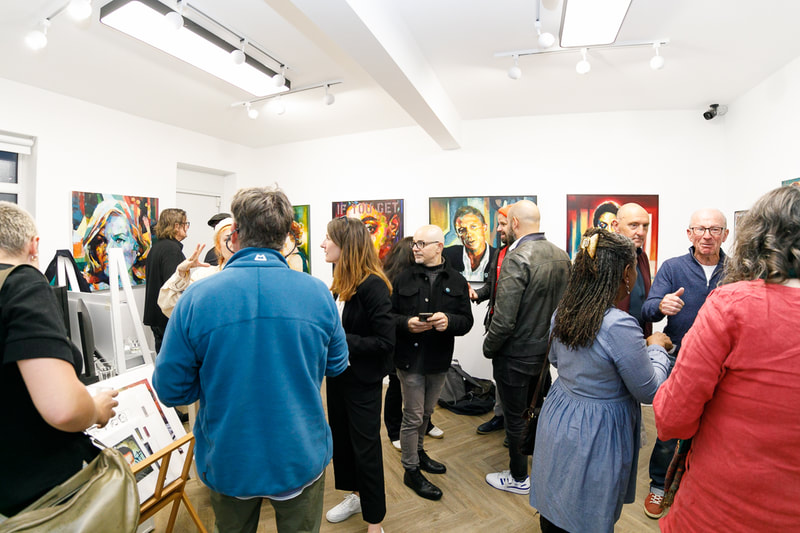 No Time Like the Present - solo show paintings by Sal Jones, photo of exhibition private view
